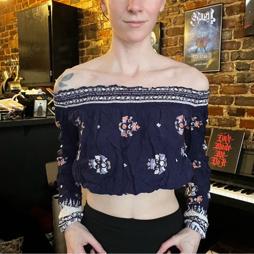 LA Hearts purple off the shoulder boho top XS